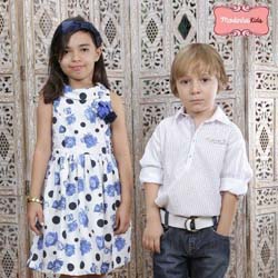 Eduardo e Mariana posam com looks da Modinha Kids
