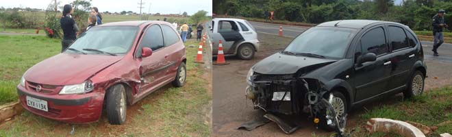 Dois carros se envolvem em acidente no trevo de Paraguaçu