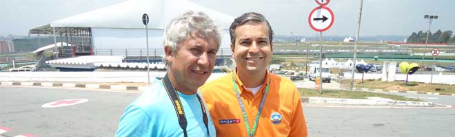 Mané e Junior Moreno com repórteres da Globo
