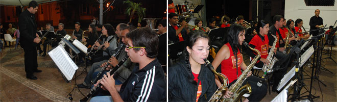 Bandas musicais encantaram a noite de ontem no centro e no distrito de Conceição