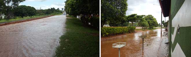 Chuvas deixam final da rua Sete de Setembro alagada