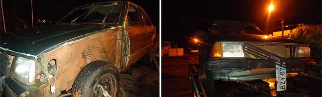 Motorista embriagado e sem habilitação colide veículo contra a cerca