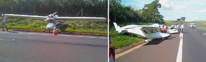 Ultra-leve tem problemas no motor e faz pouso forçado na rodovia Raposo Tavares