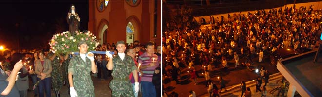 Procissão luminosa encerra a programação religiosa em louvor à Santa Rita