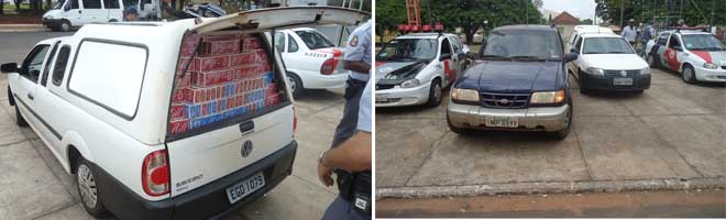 Dois veículos são perseguidos e apreendidos com contrabando de cigarros em Paraguaçu