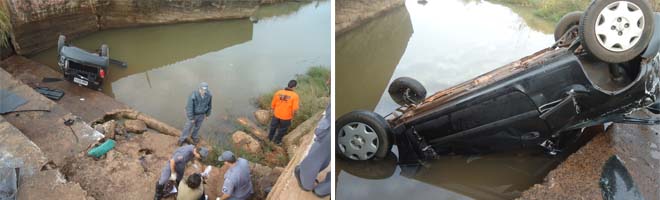 Motorista perde controle e cai  na escadaria do balneário