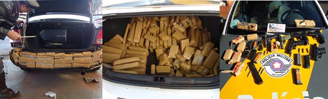 Polícia Rodoviária apreende mais de 1.300 munições e quase 170 tijolos de drogas