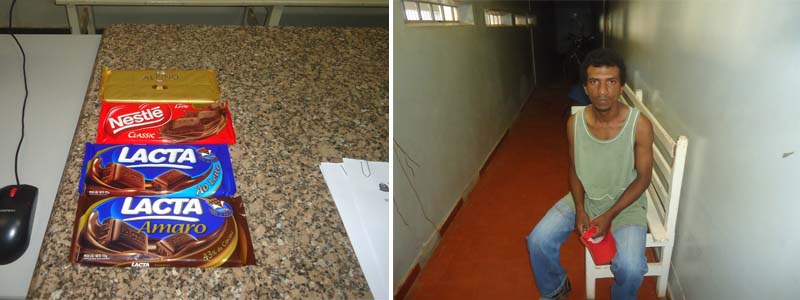 Homem furta barras de chocolate e é preso pela PM