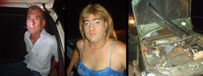 Travesti pega carona, se envolve em acidente e descobre que veículo transportava drogas