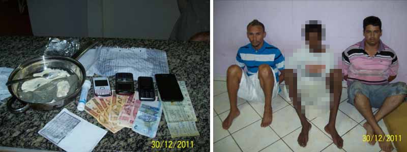 PM prende três pessoas por tráfico de drogas em uma casa no centro da cidade