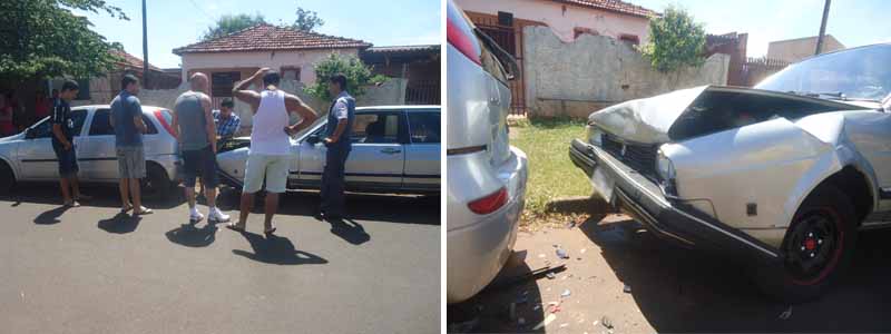 Motorista faz a conversão e colide em dois veículos estacionados