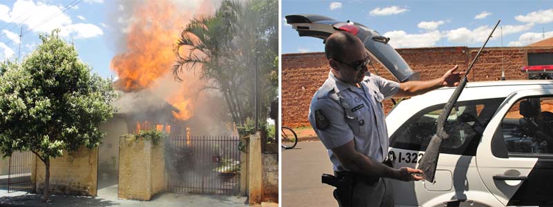 Casa de madeira é destruída pelo fogo na Vila Affine; arma é apreendida no local