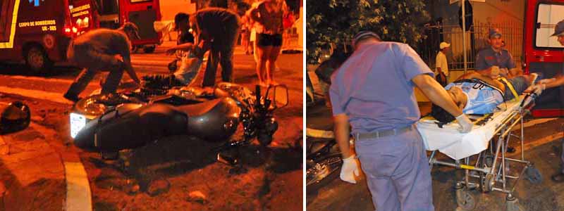 Colisão no centro da cidade deixa motociclista ferido
