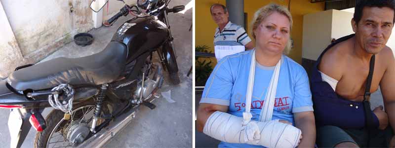 Pneu de moto estoura em rodovia e causa acidente com casal paraguaçuense