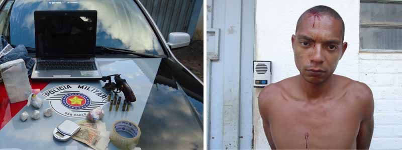 Jovem que tentou roubar policial é preso por tráfico de entorpecentes e porte de arma
