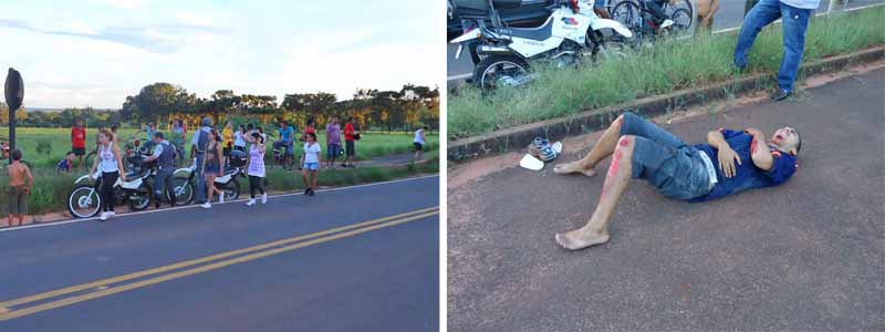 Acidente na Rua Sete de Setembro deixa motociclista com vários ferimentos pelo corpo