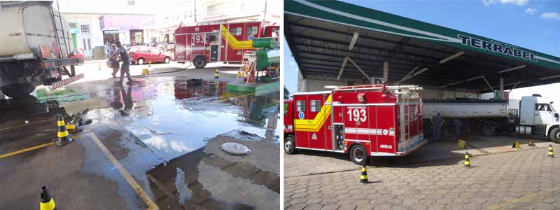 Bombeiros evitam explosão em posto de combustível