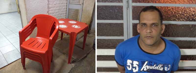 Paraguaçuense é preso após furtar mesa e cadeiras de lanche no centro da cidade