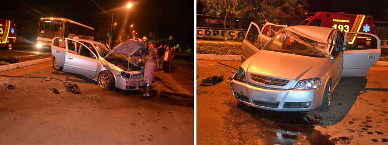 Motorista desvia de cachorro e capota veículo na entrada da cidade