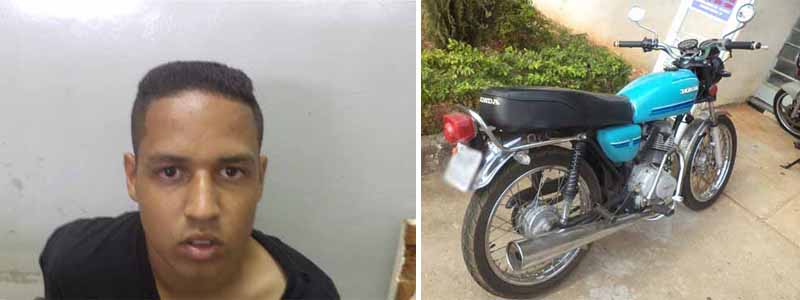 Jovem é preso após ser flagrado com moto furtada de policial