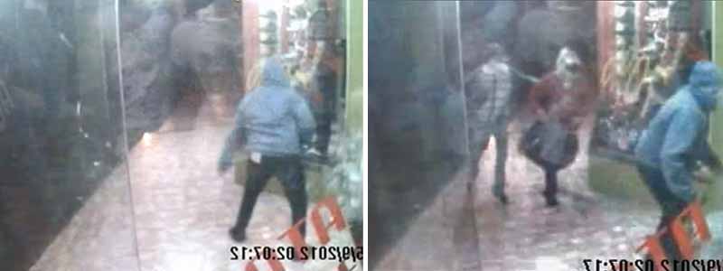 Câmeras de segurança captam imagens de ladrões furtando a loja Arco-Íris