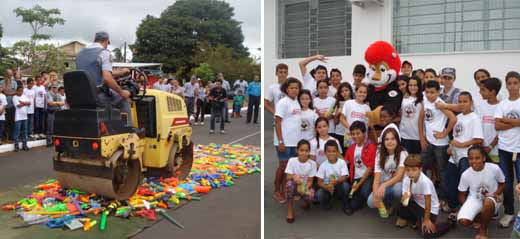 Alunos do Proerd participam da Campanha do Desarmamento Infantil no batalhão da PM de Assis