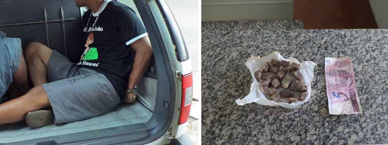 PM apreende mais de 20 porções de maconha encontradas em calçada de creche