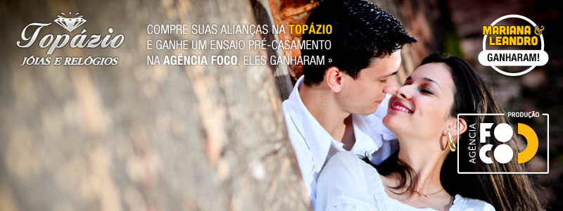 Compre suas alianças na Topázio e ganhe um ensaio fotográfico; Mariana e Leandro ganharam