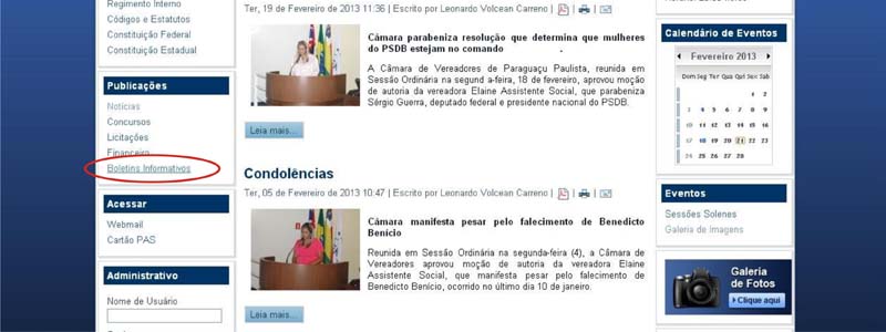 A partir deste mês, Câmara Municipal terá Boletim Informativo quinzenal em seu site