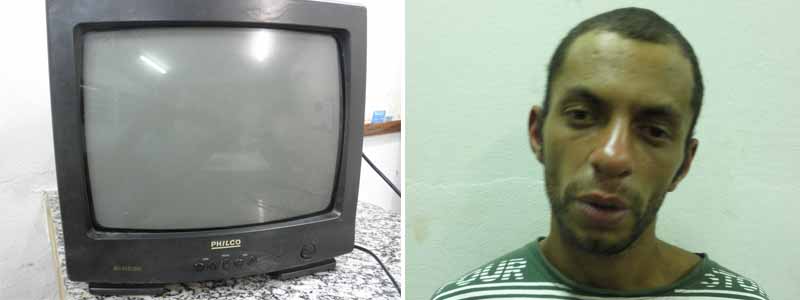 Jovem arromba casa, furta televisor e acaba preso pela PM
