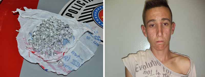 Força Tática prende jovem com 100 pedras de crack no Jardim das Oliveiras
