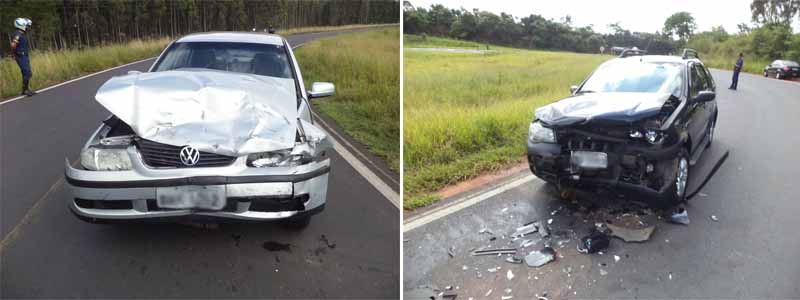 Gol invade pista contrária e colide contra Palio; duas pessoas ficam feridas