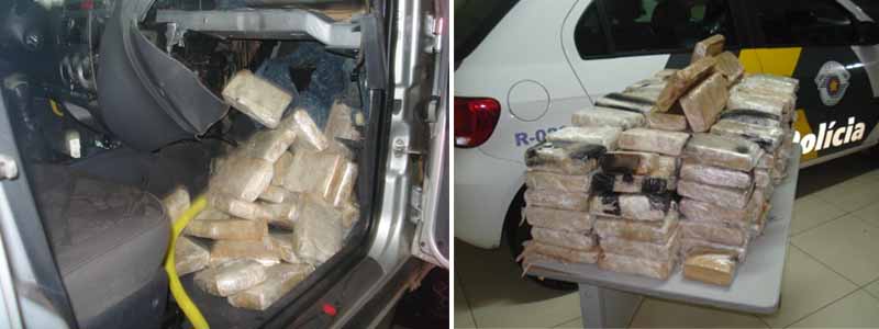 145 tabletes de maconha são encontrados no interior de veículo
