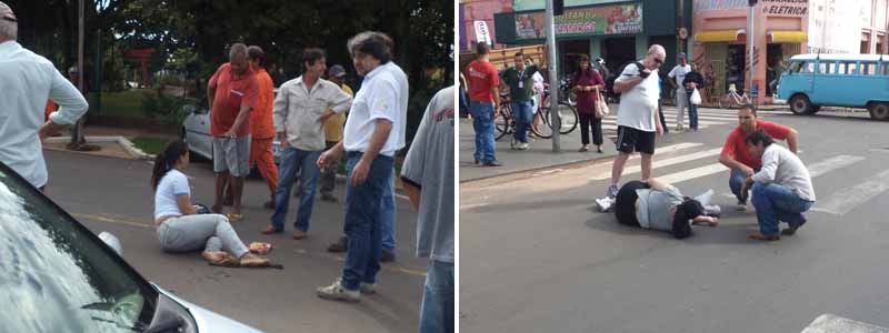 Ciclista é atropelada por moto na Avenida Brasil