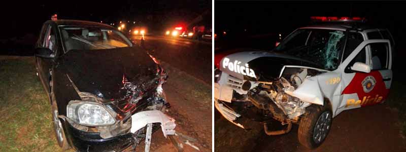 Viatura da Polícia se envolve em acidente em Cândido Mota