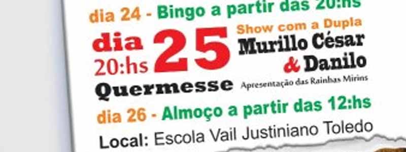 Show de Prêmios, quermesse e almoço marcarão as festividades de Santa Rita de Cássia