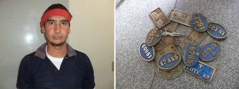 Jovem já com passagens pela PM é preso por furtar placas no Cemitério Municipal