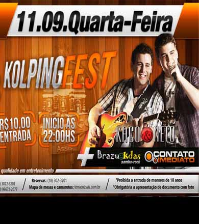 Kolping Fest ocorre nesta quarta-feira no Terraço Pub Bar