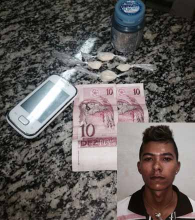 PM encontra cocaína escondida em areia e leva rapaz de 20 anos para a cadeia
