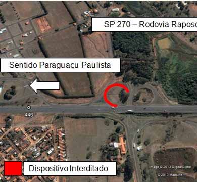 Acesso a Assis no km 445+600 da SP-270 é fechado para obras
