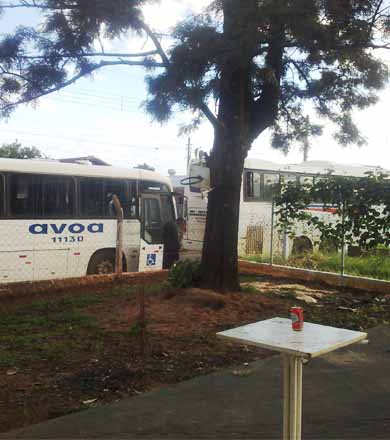 Frota de ônibus estacionada em frente às residências faz moradores registrarem BO