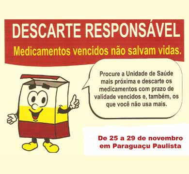 Campanha de Descarte Consciente de Medicamentos inicia na próxima semana