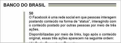 Botões do Facebook caem em prova do Banco do Brasil