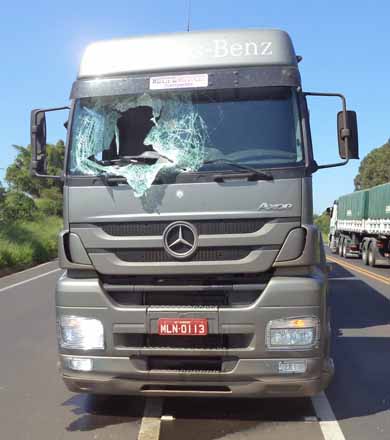 Roda de Blazer se solta e invade cabine de carreta
