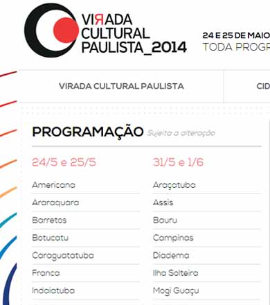 O site da Virada Cultural Paulista já está no ar