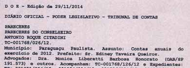 Administração Municipal de Paraguaçu tem contas 2012 aprovadas por unanimidade