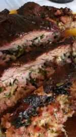 Fraldinha recheada com linguiça e farofa