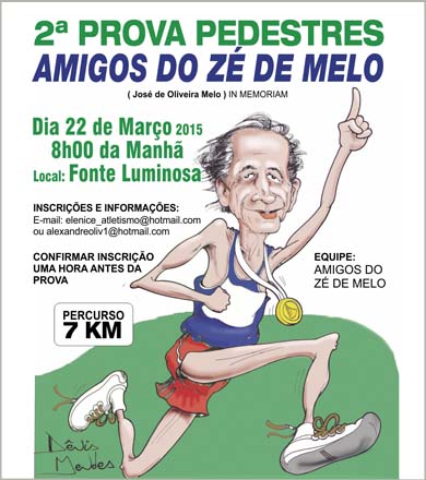 2ª Prova Pedestre Amigos do Zé de Melo distribuirá quase R$ 3 mil em prêmios