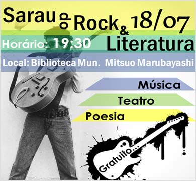 Biblioteca Municipal de Paraguaçu realiza sarau de rock e literatura neste sábado