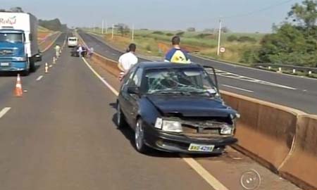 Motorista tenta desviar de aves na rodovia em Assis e causa acidente